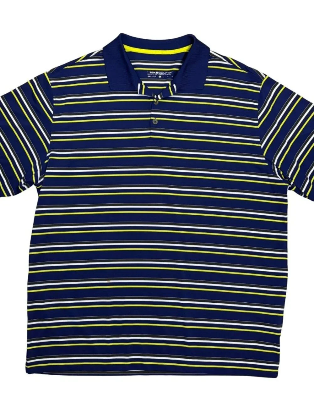 NIKE GOLF Polo Shirt Vintage Y2K Dri-Fit Striped Business Casual Tee Mens XL